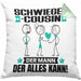 Schwiegercousin Kissen mit Füllung 40x40 Geschenk für Schwiegercousin Der Mann Der Alles Kann Geschenkidee zum Geburtstag (Grau) Grün Trendation