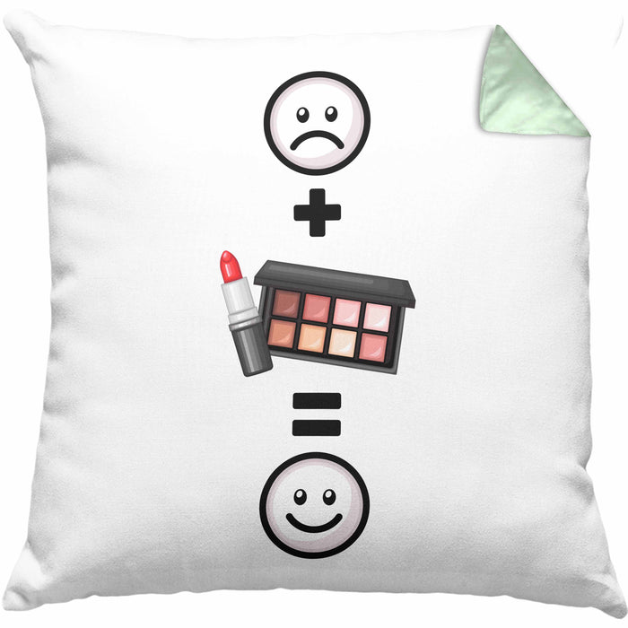 Makeup Kissen mit Füllung 40x40 Geschenkidee für Makeup-Stylist Geburtstag Lustiges Geschenk :( + Makeup = :) (Grau) Grün Trendation