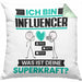 Influencer Kissen mit Füllung 40x40 Geschenk für Influencer Geburtstag Lustiger Spruch Was Ist Deine Superkraft (Grau) Grün Trendation