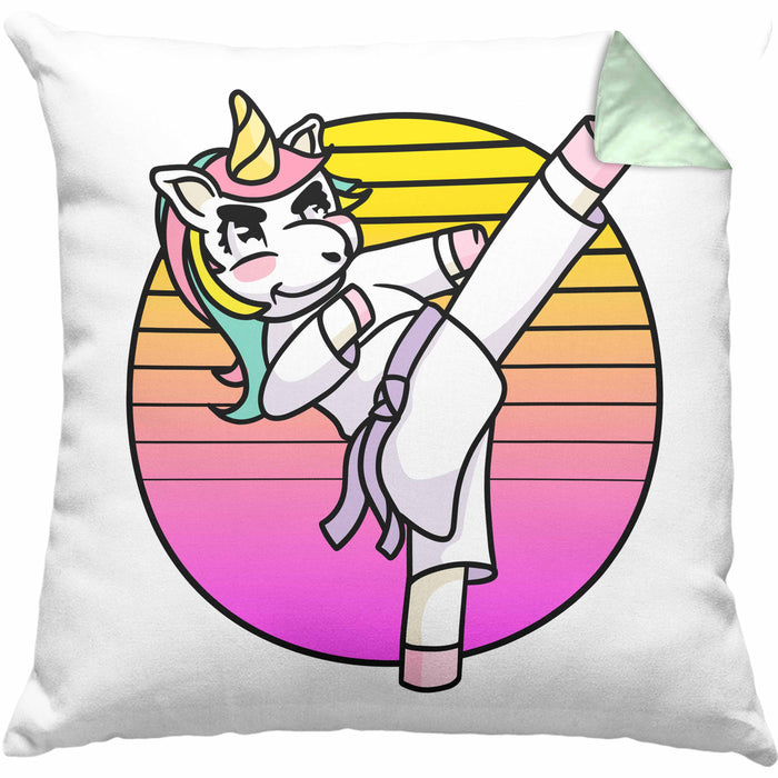 Karate-Kissen mit Füllung 40x40 Geschenk Kampfsport-Fans Jiu Jitsu Geschenkidee Einhorn Lustig Frauen (Grau) Grün Trendation
