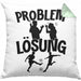 Fußballer Kissen mit Füllung 40x40 Geschenk für Fußballspieler Männer Geschenkidee Problem und Lösung Fussball Spielen (Grau) Grün Trendation