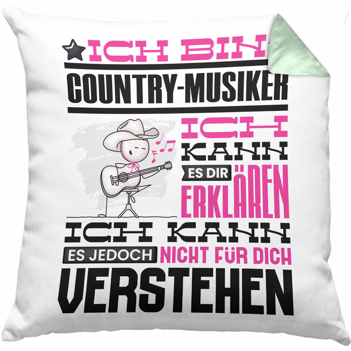 Country-Musiker Geschenk Kissen mit Füllung 40x40 Geschenkidee für Country-Musiker Geburtstag Lustig Ich Bin Country-Musiker Ich Kann Es Dir Erklären Aber Nicht Für Dich Verstehen (Grau) Grün Trendation
