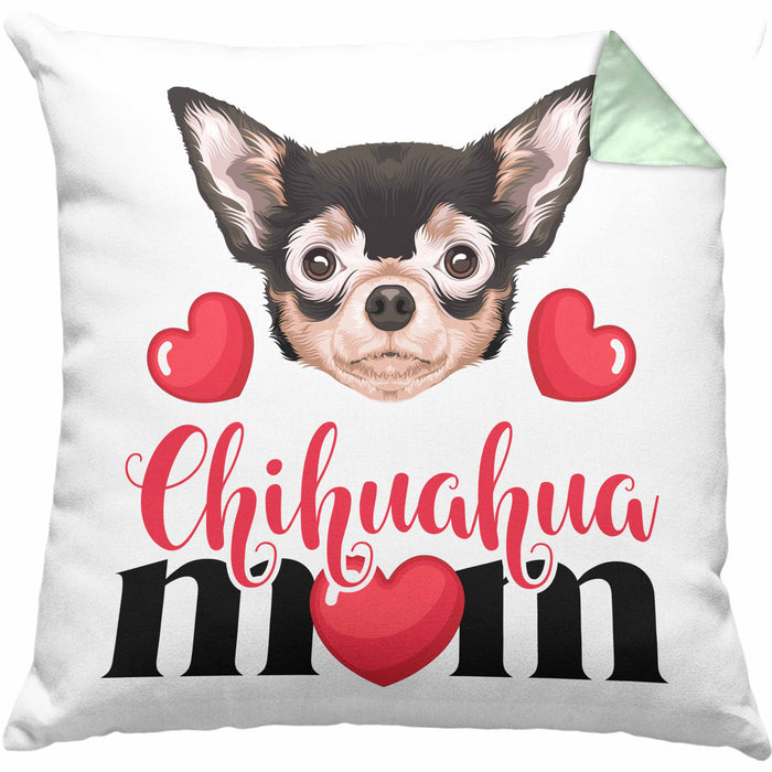 Chihuahua Besitzer Mom Mama Kissen mit Füllung 40x40 Geschenk Lustiger Spruch Geschenkidee Chihuahua Besitzerin (Grau) Grün Trendation