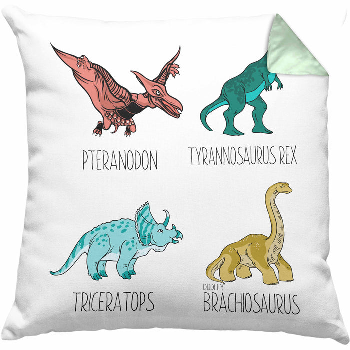 Arten Von Dinosauriern Kissen mit Füllung 40x40 Geschenk Für Jungs Dinos T-Rex Jungen Mädchen Dinos Tyrannosaurus (Grau) Grün Trendation