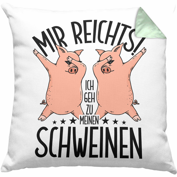 Lustige Kissen mit Füllung 40x40 Geschenk für Schweine-Bauer Geschenkidee Spruch (Grau) Grün Trendation