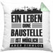 Lustige Kissen mit Füllung 40x40 Bauarbeiter Baustellenliebhaber Geschenkidee Baustelle (Grau) Grün Trendation