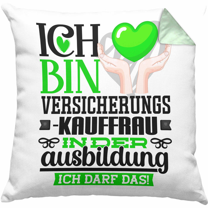 Versicherungskauffrau Ausbildung Start Geschenk Kissen mit Füllung 40x40 Ich Bin Versicherungskauffrau In Der Ausbildung Ich Darf Das Geschenkidee (Grau) Grün Trendation