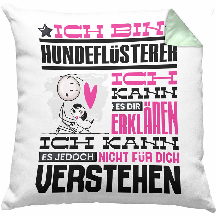 Hundeflüsterer Geschenk Kaffee-Kissen mit Füllung 40x40 Geschenkidee für Hundeflüsterer Ich Bin Hundeflüsterer Ich Kann Es Dir Erklären Jedoch Nicht Für Dich Verstehen Spruch Lustig (Grau) Grün Trendation