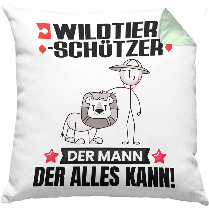 Wildtierschützer Kissen mit Füllung 40x40 Geschenk für Wildtierschützer Der Mann Der Alles Kann Geschenkidee zum Geburtstag (Grau) Grün Trendation