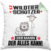 Wildtierschützer Kissen mit Füllung 40x40 Geschenk für Wildtierschützer Der Mann Der Alles Kann Geschenkidee zum Geburtstag (Grau) Grün Trendation