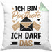 Postbote Geschenk Kissen mit Füllung 40x40 Spruch Ich Bin Postbote Ich Darf Das (Grau) Grün Trendation