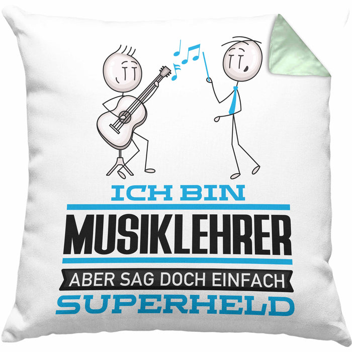 Musiklehrer Geschenk Kissen mit Füllung 40x40 Ich Bin Musiklehrer Aber Sag Doch Einfach Superheld Lustige Geschenkdiee für Musiklehrer (Grau) Grün Trendation