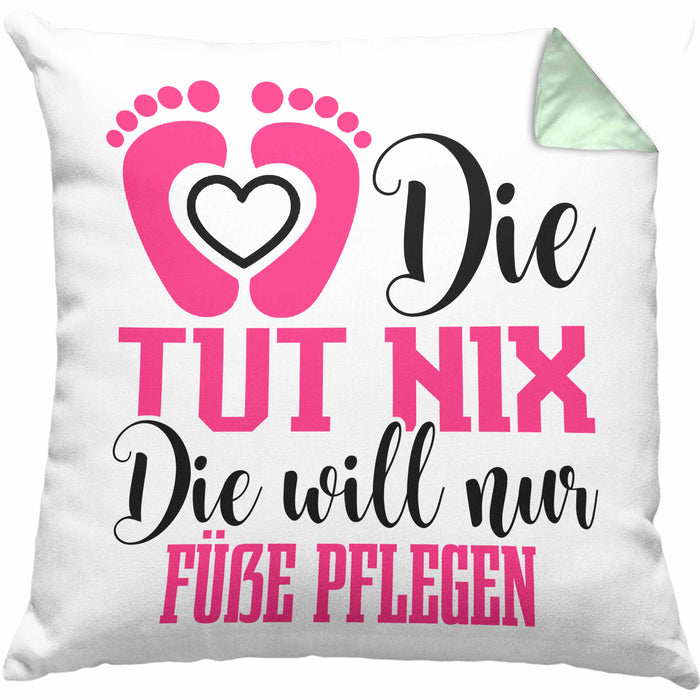 Lustige Kissen mit Füllung 40x40 für Fußpflegerinnen Geschenk für Fußpflege (Grau) Grün Trendation