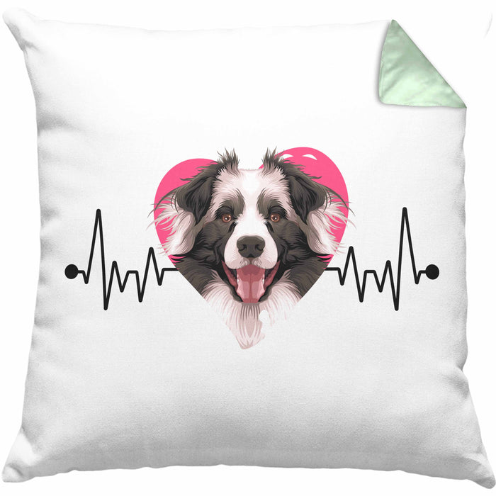Border Collies Besitzer Kissen mit Füllung 40x40 Geschenk Lustiger Spruch Geschenkidee Herzschlag Border Collies (Grau) Grün Trendation