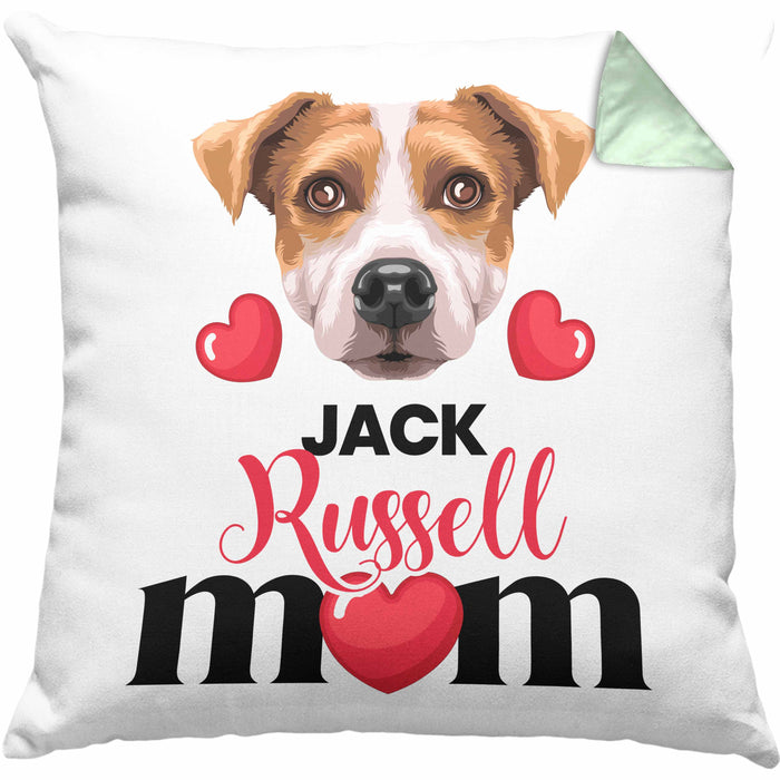 Jack Russell Besitzer Mom Mama Kissen mit Füllung 40x40 Geschenk Lustiger Spruch Geschenkidee Jack Russell Besitzerin (Grau) Grün Trendation
