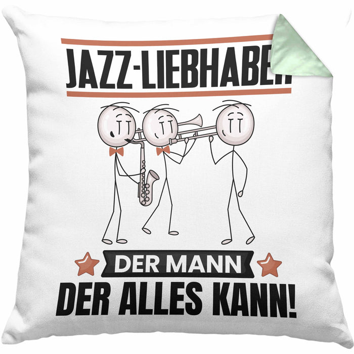 Jazz-Liebhaber Kissen mit Füllung 40x40 Geschenk für Jazz-Liebhaber Der Mann Der Alles Kann Geschenkidee zum Geburtstag (Grau) Grün Trendation