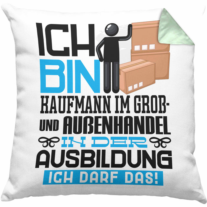 Kaufmann im Groß- und Außenhandel Ausbildung Kissen mit Füllung 40x40 Geschenk Ich Bin Kaufmann im Groß- und Außenhandel In Der Ausbildung Ich Darf Das Geschenkidee Spruch (Grau) Grün Trendation