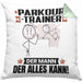 Parkour-Trainer Kissen mit Füllung 40x40 Geschenk für Parkour-Trainer Der Mann Der Alles Kann Geschenkidee zum Geburtstag (Grau) Grün Trendation