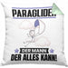 Paraglider Kissen mit Füllung 40x40 Geschenk für Paraglider Der Mann Der Alles Kann Geschenkidee zum Geburtstag (Grau) Grün Trendation