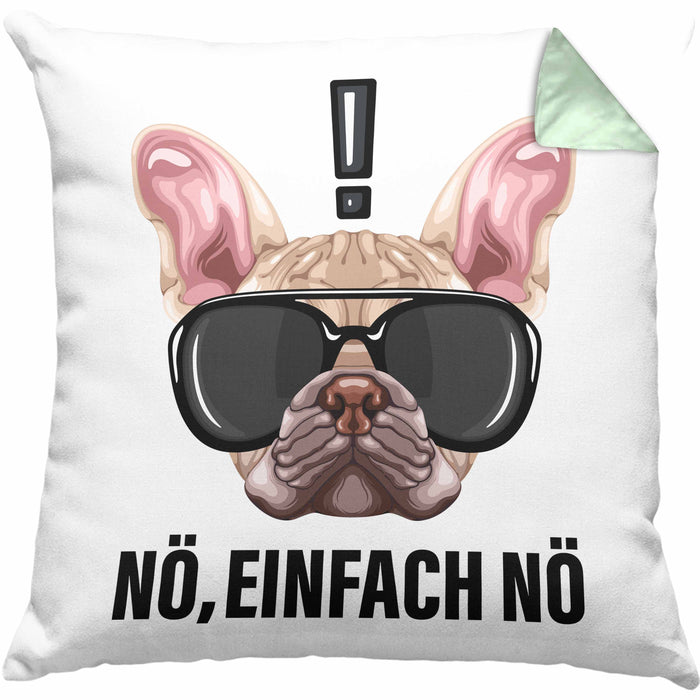 Nö Einfach Nö Kissen mit Füllung 40x40 Geschenk für Mops-Besitzer für Freundin Sarkasmus Humor (Grau) Grün Trendation