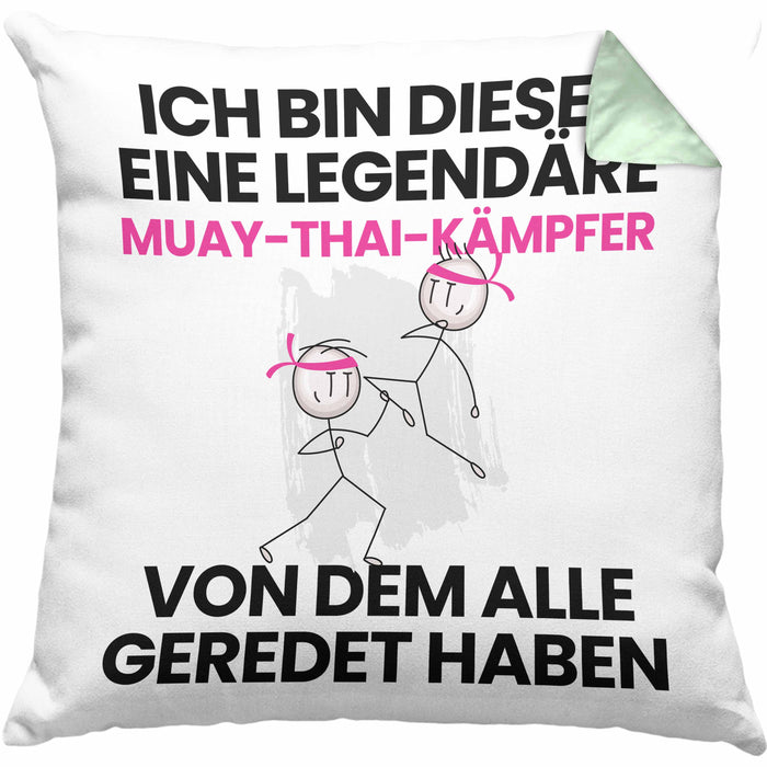 Muay-Thai-Kämpfer Geschenk Kissen mit Füllung 40x40 Lustige Geschenkidee Geburtstag für Muay-Thai-Kämpfer Ich Bin Dieser Legendäre Muay-Thai-Kämpfer Von Dem Alle Geredet Haben (Grau) Grün Trendation