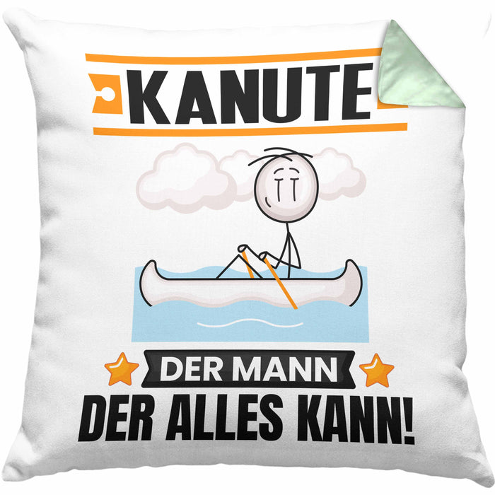Kanute Kissen mit Füllung 40x40 Geschenk für Kanute Der Mann Der Alles Kann Geschenkidee zum Geburtstag (Grau) Grün Trendation