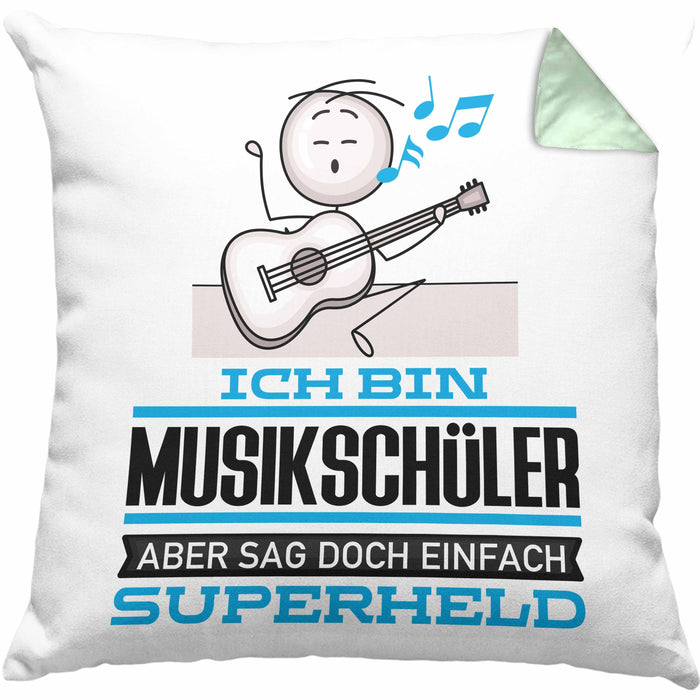 Musikschüler Geschenk Kissen mit Füllung 40x40 Ich Bin Musikschüler Aber Sag Doch Einfach Superheld Lustige Geschenkdiee für Musikschüler (Grau) Grün Trendation