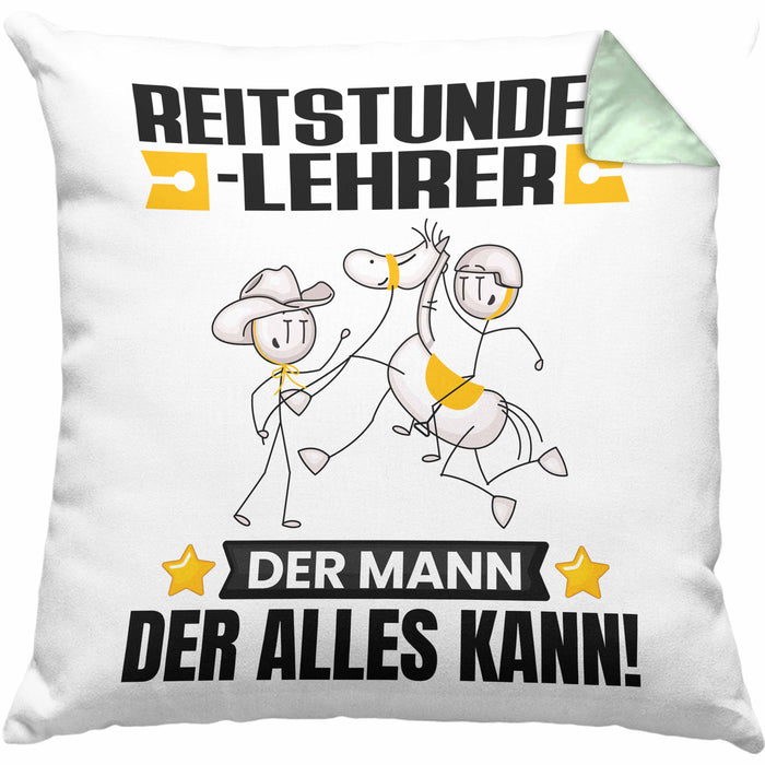Reitstundenlehrer Kissen mit Füllung 40x40 Geschenk für Reitstundenlehrer Der Mann Der Alles Kann Geschenkidee zum Geburtstag (Grau) Grün Trendation