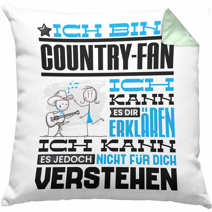 Country-Fan Geschenk Kissen mit Füllung 40x40 Geschenkidee für Country-Fan Geburtstag Lustig Ich Bin Country-Fan Ich Kann Es Dir Erklären Aber Nicht Für Dich Verstehen (Grau) Grün Trendation