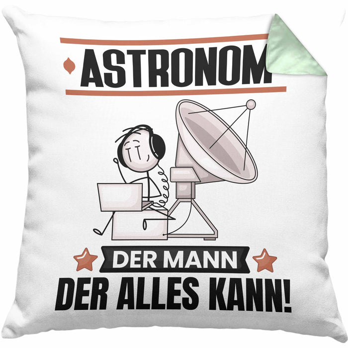 Astronom Kissen mit Füllung 40x40 Geschenk für Astronom Der Mann Der Alles Kann Geschenkidee zum Geburtstag (Grau) Grün Trendation