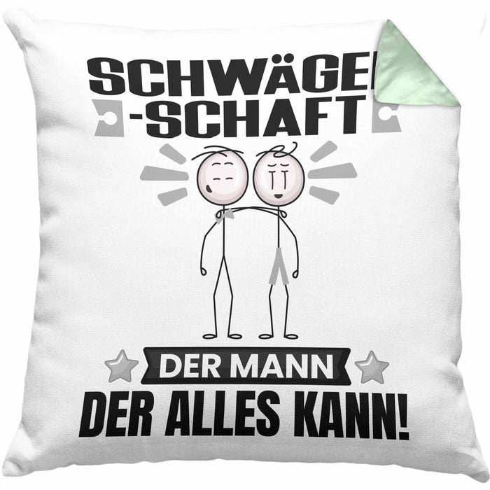 Schwägerschaft Kissen mit Füllung 40x40 Geschenk für Schwägerschaft Der Mann Der Alles Kann Geschenkidee zum Geburtstag (Grau) Grün Trendation