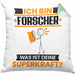 Forscher Kissen mit Füllung 40x40 Geschenk für Forscher Geburtstag Lustiger Spruch Was Ist Deine Superkraft (Grau) Grün Trendation