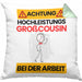 Großcousin Kissen mit Füllung 40x40 Geschenk Lustiger Spruch Geschenkidee für Großcousin Achtung Hochleistungs Großcousin Bei Der Arbeit (Grau) Grün Trendation