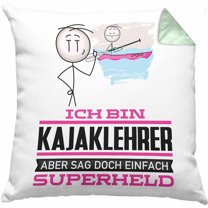 Kajaklehrer Geschenk Kissen mit Füllung 40x40 Ich Bin Kajaklehrer Aber Sag Doch Einfach Superheld Lustige Geschenkdiee für Kajaklehrer (Grau) Grün Trendation