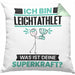 Leichtathlet Kissen mit Füllung 40x40 Geschenk für Leichtathlet Geburtstag Lustiger Spruch Was Ist Deine Superkraft (Grau) Grün Trendation