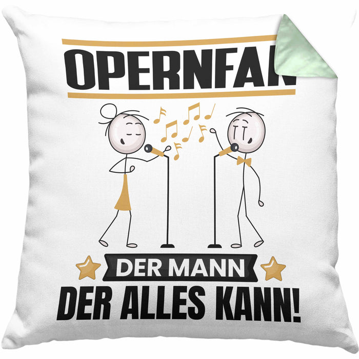 Opernfan Kissen mit Füllung 40x40 Geschenk für Opernfan Der Mann Der Alles Kann Geschenkidee zum Geburtstag (Grau) Grün Trendation