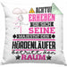 Hürdenläufer Geschenk Kissen mit Füllung 40x40 Lustiger Spruch Erheben Sie Sich Der Hürdenläufer Betritt den Raum (Grau) Grün Trendation