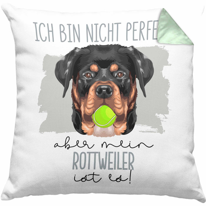 Rottweiler Besitzer Kissen mit Füllung 40x40 Geschenk Lustiger Spruch Geschenkidee Besitzerin Ich Bin Nicht toll Aber Mein Rottweiler Ist Es (Grau) Grün Trendation