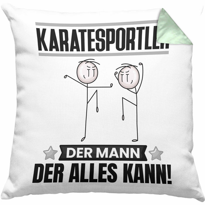 Karatesportler Kissen mit Füllung 40x40 Geschenk für Karatesportler Der Mann Der Alles Kann Geschenkidee zum Geburtstag (Grau) Grün Trendation