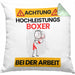 Boxer Kissen mit Füllung 40x40 Geschenk Lustiger Spruch Geschenkidee für Boxer Achtung Hochleistungs Boxer Bei Der Arbeit (Grau) Grün Trendation