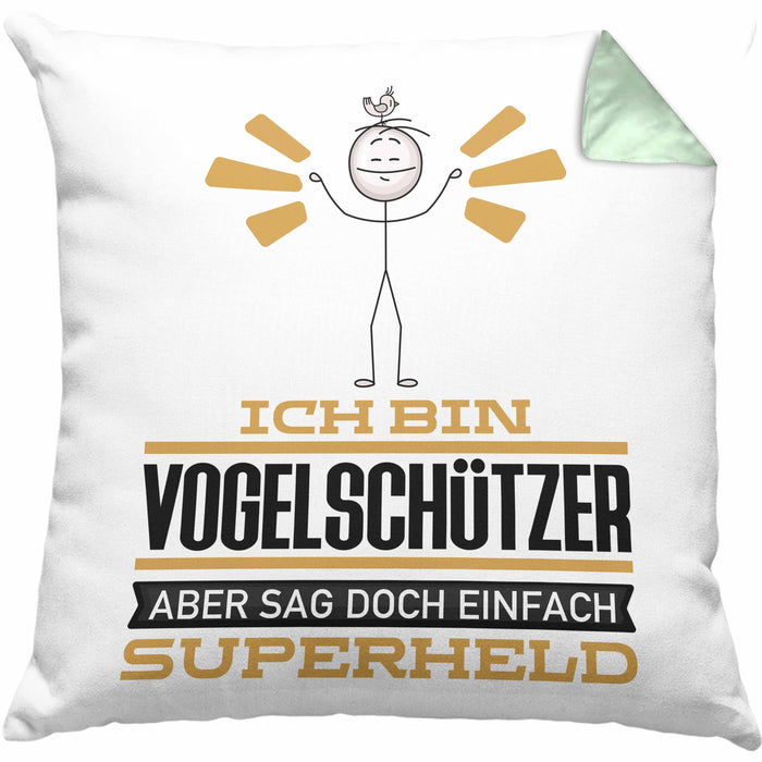 Vogelschützer Geschenk Kissen mit Füllung 40x40 Ich Bin Vogelschützer Aber Sag Doch Einfach Superheld Lustige Geschenkdiee für Vogelschützer (Grau) Grün Trendation