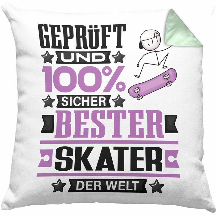 Skater Geschenk Lustiger Spruch für Skater Geschenkidee Bester Skater Der WeltKissen mit Füllung 40x40 (Grau) Grün Trendation