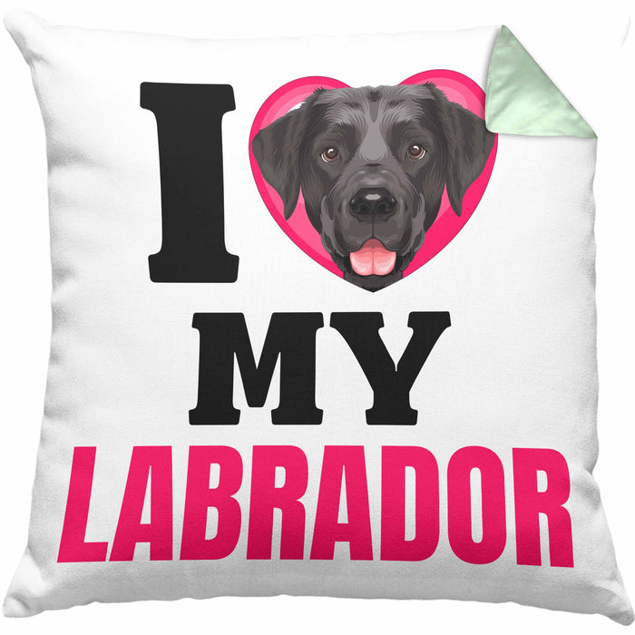 Labrador Besitzerin Kissen mit Füllung 40x40 Geschenk Lustiger Spruch Geschenkidee I Love My Labrador (Grau) Grün Trendation