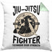 Jiu Jitsu Kissen mit Füllung 40x40 Geschenk für Kampfsportler Geschenkidee Technik über Stärke Spruch (Grau) Grün Trendation
