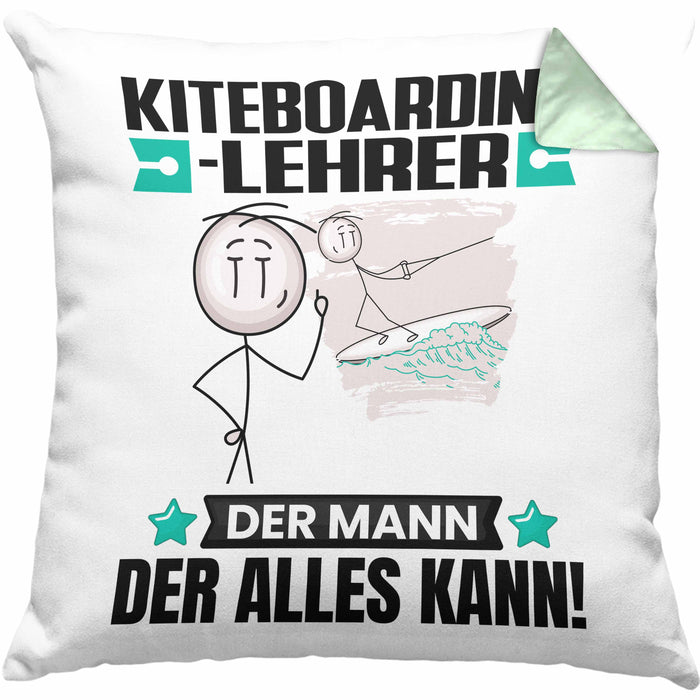Kiteboarding-Lehrer Kissen mit Füllung 40x40 Geschenk für Kiteboarding-Lehrer Der Mann Der Alles Kann Geschenkidee zum Geburtstag (Grau) Grün Trendation