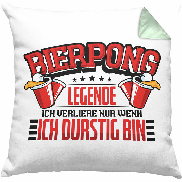 Bierpong Kissen mit Füllung 40x40 Geschenk Beerpong Spruch Geschenkidee (Grau) Grün Trendation