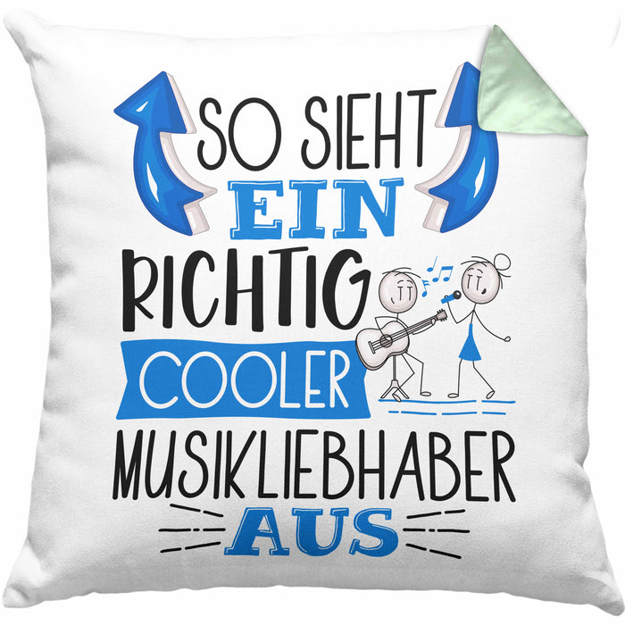 So Sieht Ein Richtig Cooler Musikliebhaber Aus Geschenk Kissen mit Füllung 40x40 Lustiger Spruch Geschenkidee (Grau) Grün Trendation