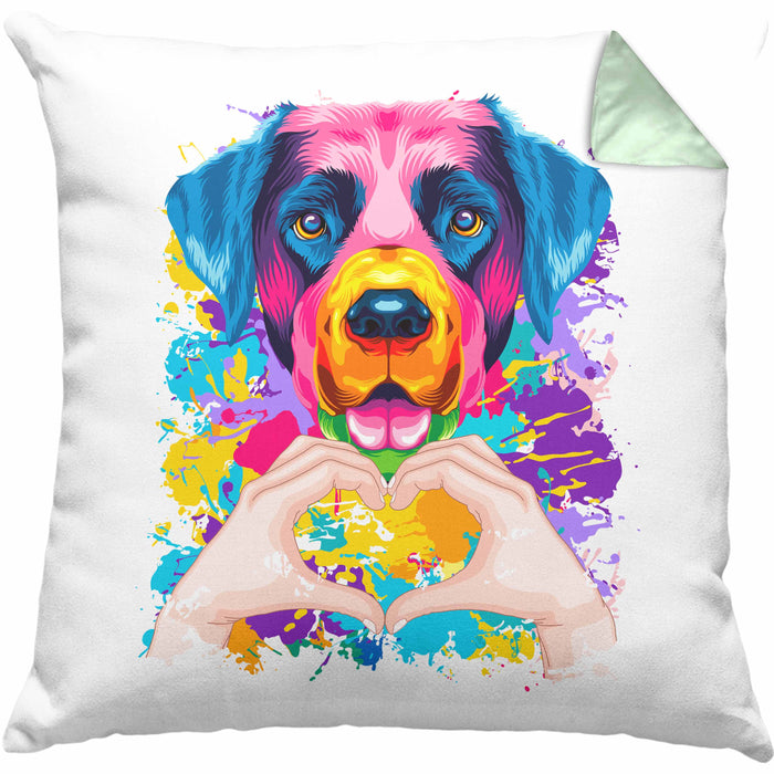 Labrador Besitzer Farbe Love Kissen mit Füllung 40x40 Geschenk Lustiger Spruch Geschenkidee Labrador Besitzerin (Grau) Grün Trendation