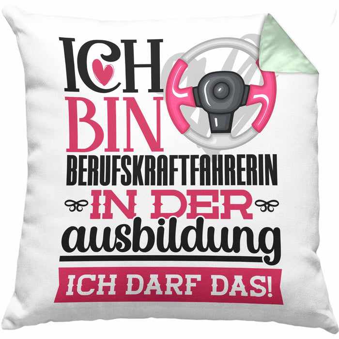 Berufskraftfahrerin Ausbildung Start Geschenk Kissen mit Füllung 40x40 Ich Bin Berufskraftfahrerin In Der Ausbildung Ich Darf Das Geschenkidee (Grau) Grün Trendation