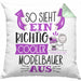Modelbauer Kissen mit Füllung 40x40 So Sieht Ein Richtig Cooler Modelbauer Aus Geschenk Lustiger Spruch Geschenkidee (Grau) Grün Trendation